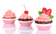Delicious beautiful cupcakes isolated on white