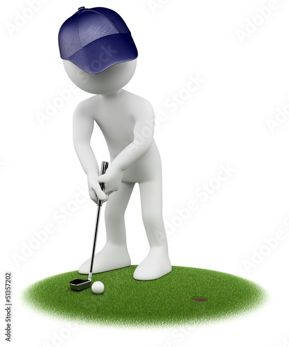 Illustration: 3D white people. Golfer 3D white people. Golfer