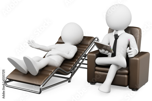 Illustration: 3D white people. Psychologist 3D white people. Psychologist