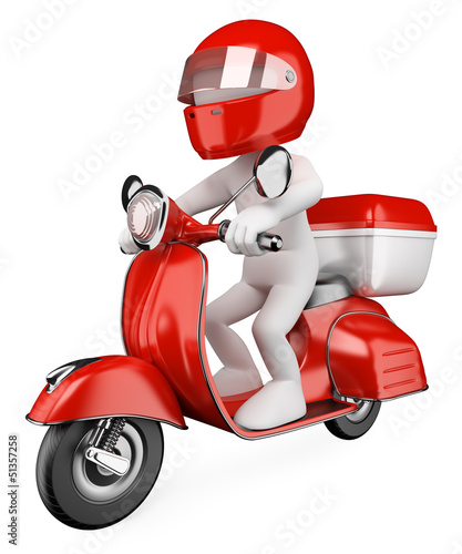 Illustration: 3D white people. Courier 3D white people. Courier
