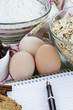 Recipe Book and Ingredients for Baking