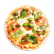 pizza with tomatoes and basil