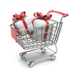 Market cart with gifts. 3D Isolated on white background