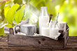 frische Milchprodukte im Garten