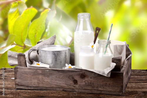 Photo: frische Milchprodukte im Garten frische Milchprodukte im Garten