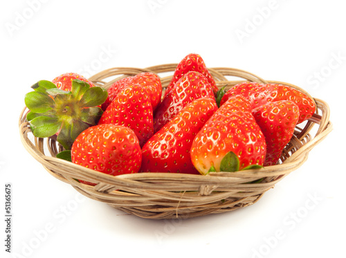 Photo: Strawberries with leaves. Isolated on a white background. Strawberries with leaves. Isolated on a white background.