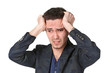 Upset Man Portrait Grabbing His Head