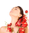 Beautiful Woman With Red Orchi...