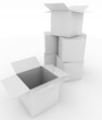Illustration: 3d render white box opened 3d render white box opened
