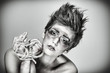 Woman tied and bound by rope concept image.