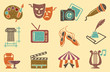 Background from icons of arts