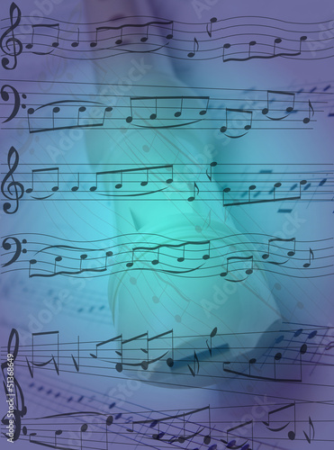 Illustration: A picture from a recorder with notes – music A picture from a recorder with notes – music