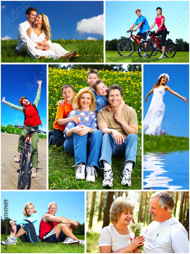 Photo: Happy family collage. Happy family collage.