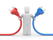 Person hold cables
