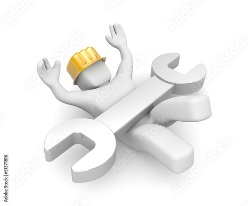 Illustration: Person hold spanner Person hold spanner