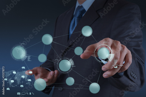 Photo: businessman working with new modern computer show social network businessman working with new modern computer show social network