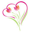 Zwei Herzen Abstrakt mit Tulpen