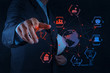 engineer works industry diagram on virtual computer