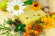 Composition from natural soap, berries and flowers