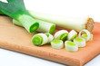 Leek on a cutting board