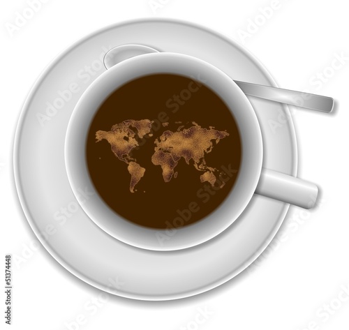 Illustration: World in a cup of coffee World in a cup of coffee