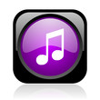 music black and violet square web glossy icon