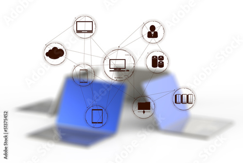 Illustration: a Cloud Computing diagram on the new computer interface a Cloud Computing diagram on the new computer interface