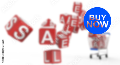 Illustration: buy now and sale cubic with cart buy now and sale cubic with cart