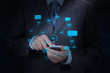 businessman hand use smart phone computer with email icon