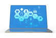 Illustration: 3d modern laptop computer and medical interface 3d modern laptop computer and medical interface