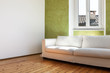 Photo: home interior, view.white sofa and window home interior, view.white sofa and window