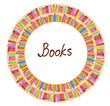 Book frame circle design with many items