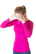 Teen woman with headache