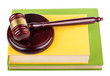 Wooden gavel on books
