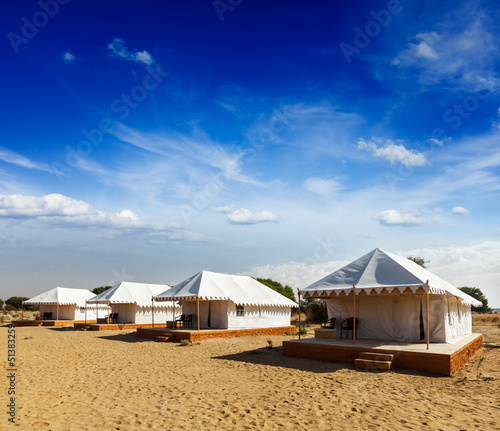 Photo: Tent camp in desert. Jaisalmer, Rajasthan, India. Tent camp in desert. Jaisalmer, Rajasthan, India.