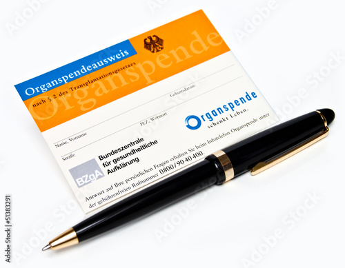 Photo: Organspendeausweis Organspendeausweis
