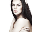 Portrait of beautiful girl, isolated, emotions, cosmetics