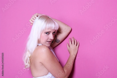 Photo: Girl with pink wall Girl with pink wall