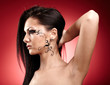 Photo: Beautiful brunette with facial tattoo Beautiful brunette with facial tattoo