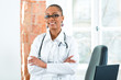 Portrait of young female doctor in clinic