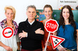 Driving instructor with his class
