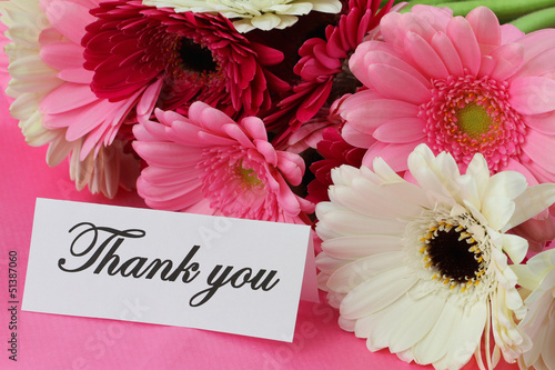 Photo: Thank you note and colorful gerbera daisies Thank you note and colorful gerbera daisies