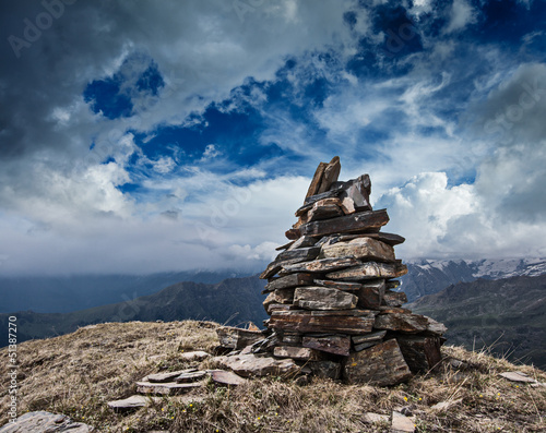 Photo: Stone cairn in Himalayas Stone cairn in Himalayas