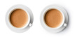 cup of coffee with beautiful foam isolated on white, top view