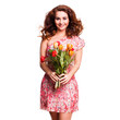 attraktive junge Frau mit Blumenstrauß