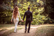 Love and affection between a young couple at the park