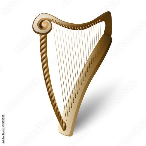 Vector: wooden harp on white wooden harp on white