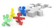 Puzzle People helping hands for solution. 1 of 2.