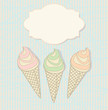 Three icecream cones with a blank label