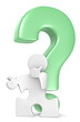 Question Mark. Puzzle People infront of Question Mark. Green.
